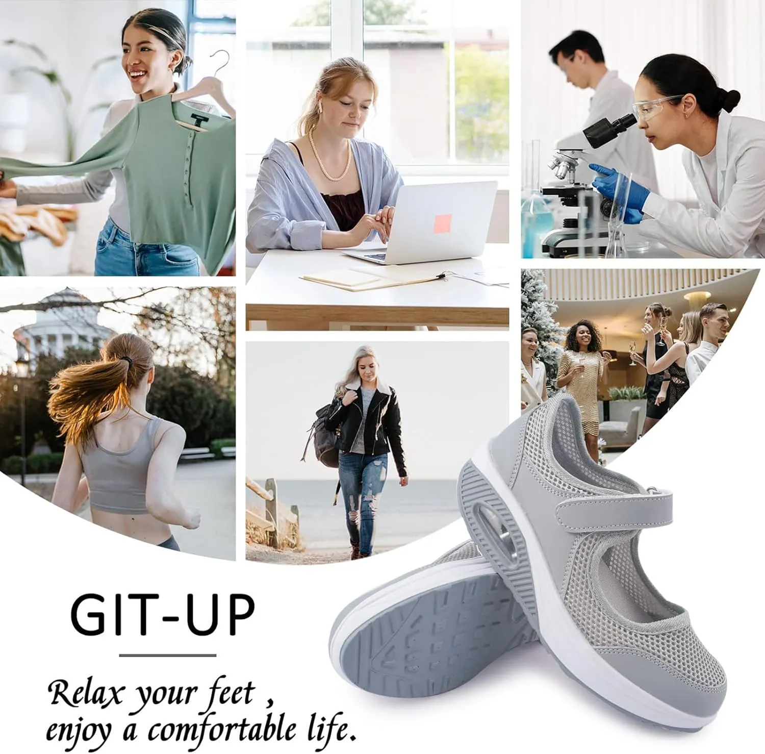 Women's Comfortable Working Nurse Shoes Non-Slip Adjustable Breathable Walking Buffer Fitness Casual Nursing Orthotic Lightweight Shoes Arthritis, Diabetes Heel Pain