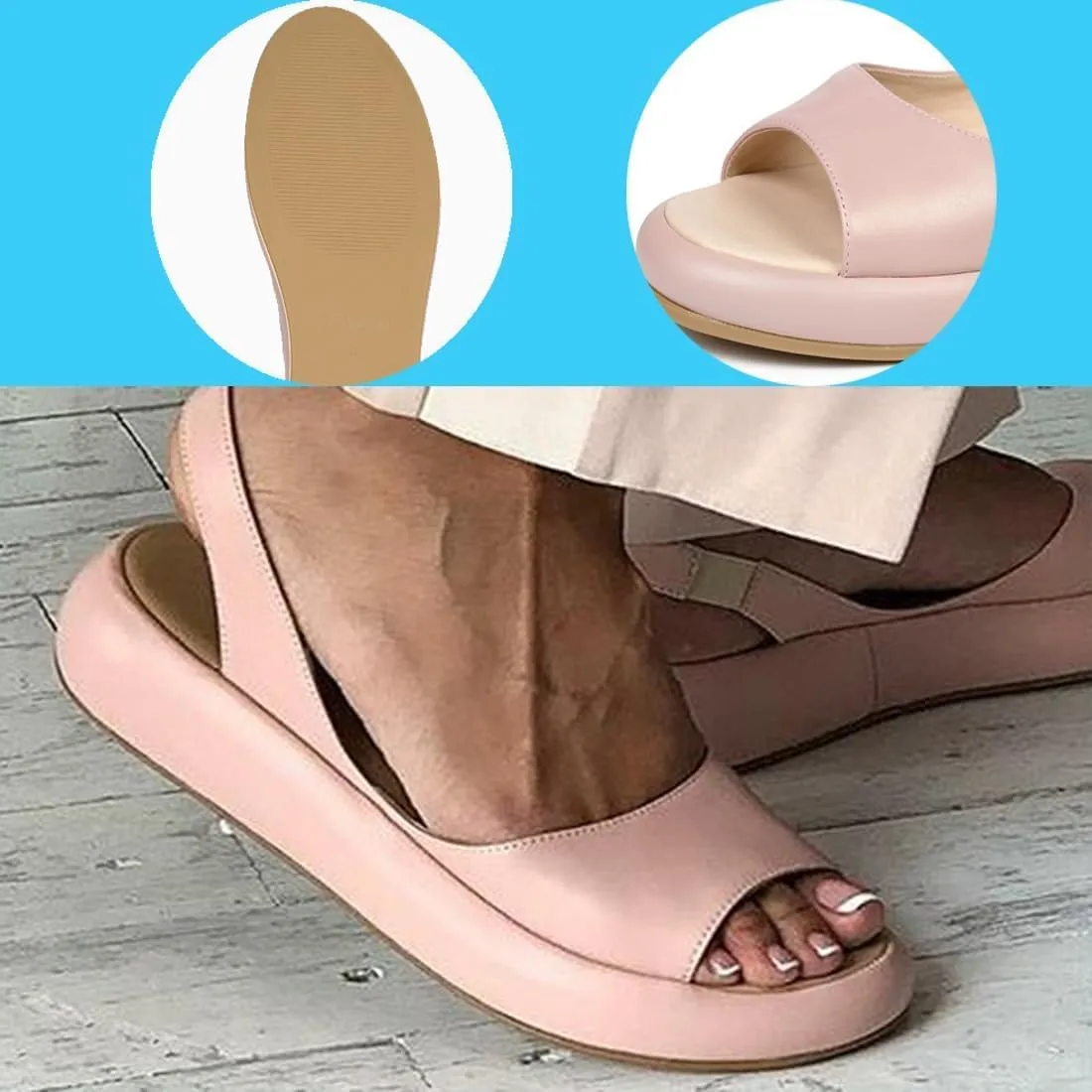 Women's Comfy Flat Dress Sandals,Casual Platform Orthotic Shoes for Summer,Women's Orthopedic Comfort Flat Sandals Suitable for All Foot Shapes