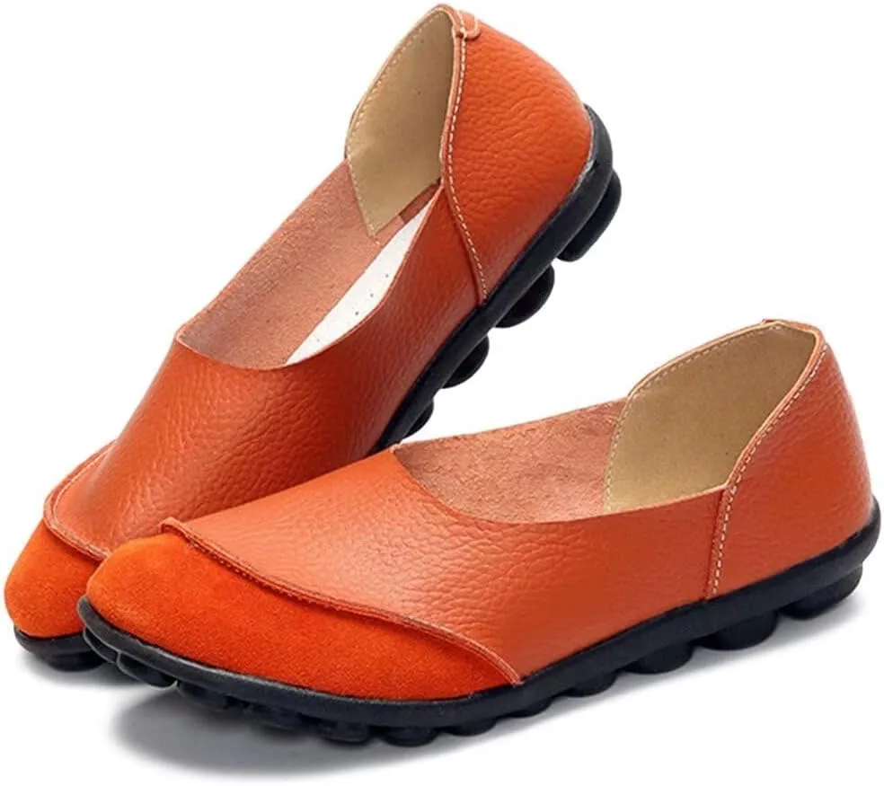 Women's Cowhide Leather Loafers Flats Moccasins Slip-On