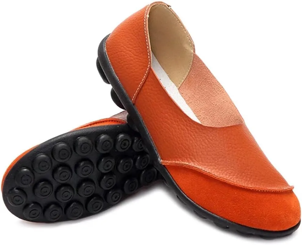 Women's Cowhide Leather Loafers Flats Moccasins Slip-On