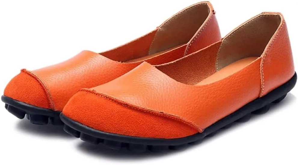 Women's Cowhide Leather Loafers Flats Moccasins Slip-On