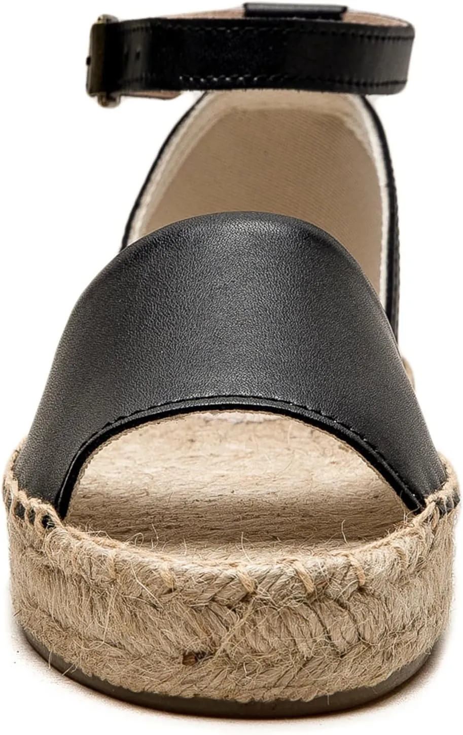 Women'S Espadille Thick Sole Genuine Cowhide Sandals Comfortable Summer Breathable Espadelle Sandals Adjustable Festival Work Travel Party