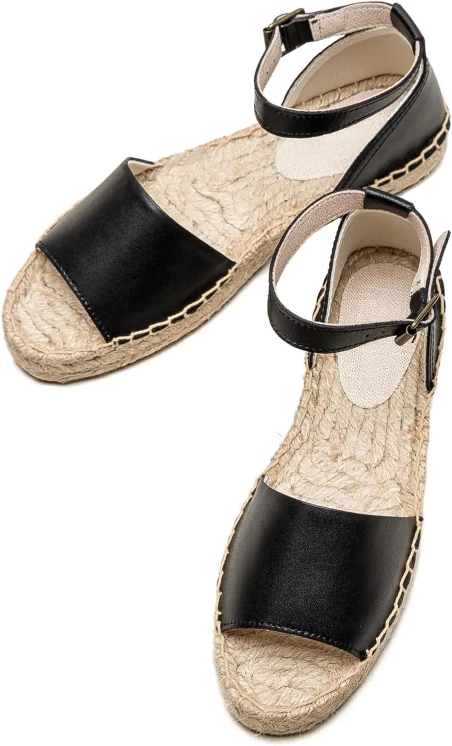 Women'S Espadille Thick Sole Genuine Cowhide Sandals Comfortable Summer Breathable Espadelle Sandals Adjustable Festival Work Travel Party