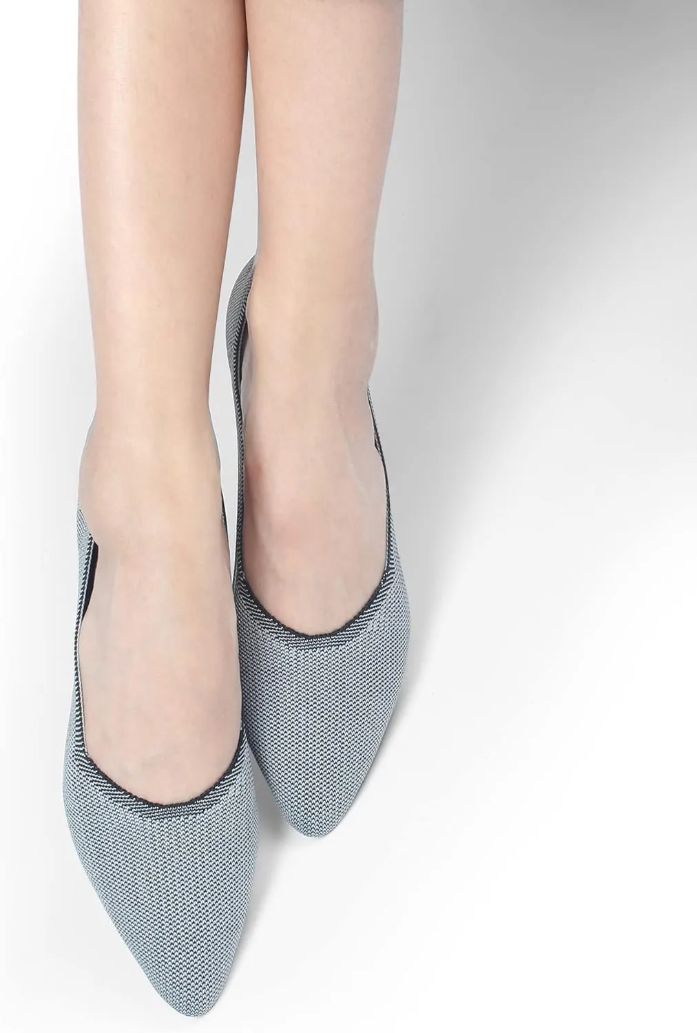 Women's Flat Knit Shoes for Women Ballet Pointed Toe Low Wedge Comfortable Washable Foldable Dress Classic Mesh Walking Black Navy Caramel Texture Slip-On Knitted Casual Flexible