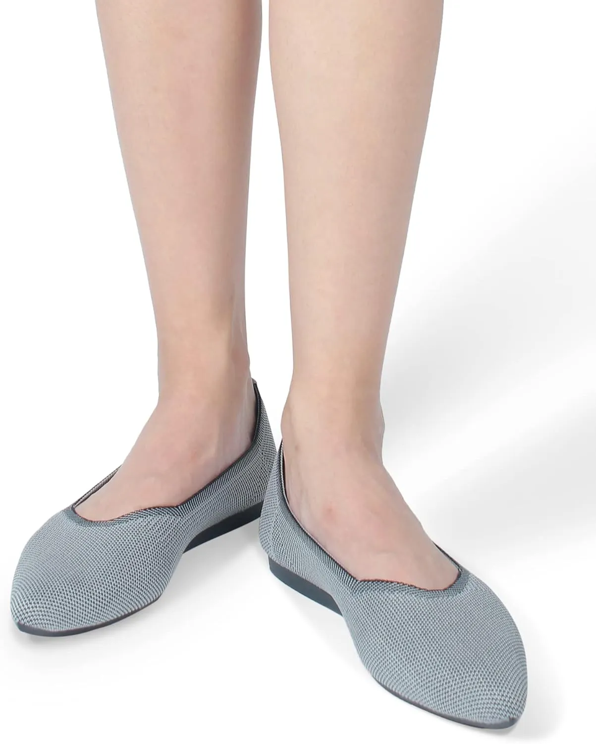 Women's Flat Knit Shoes for Women Ballet Pointed Toe Low Wedge Comfortable Washable Foldable Dress Classic Mesh Walking Black Navy Caramel Texture Slip-On Knitted Casual Flexible