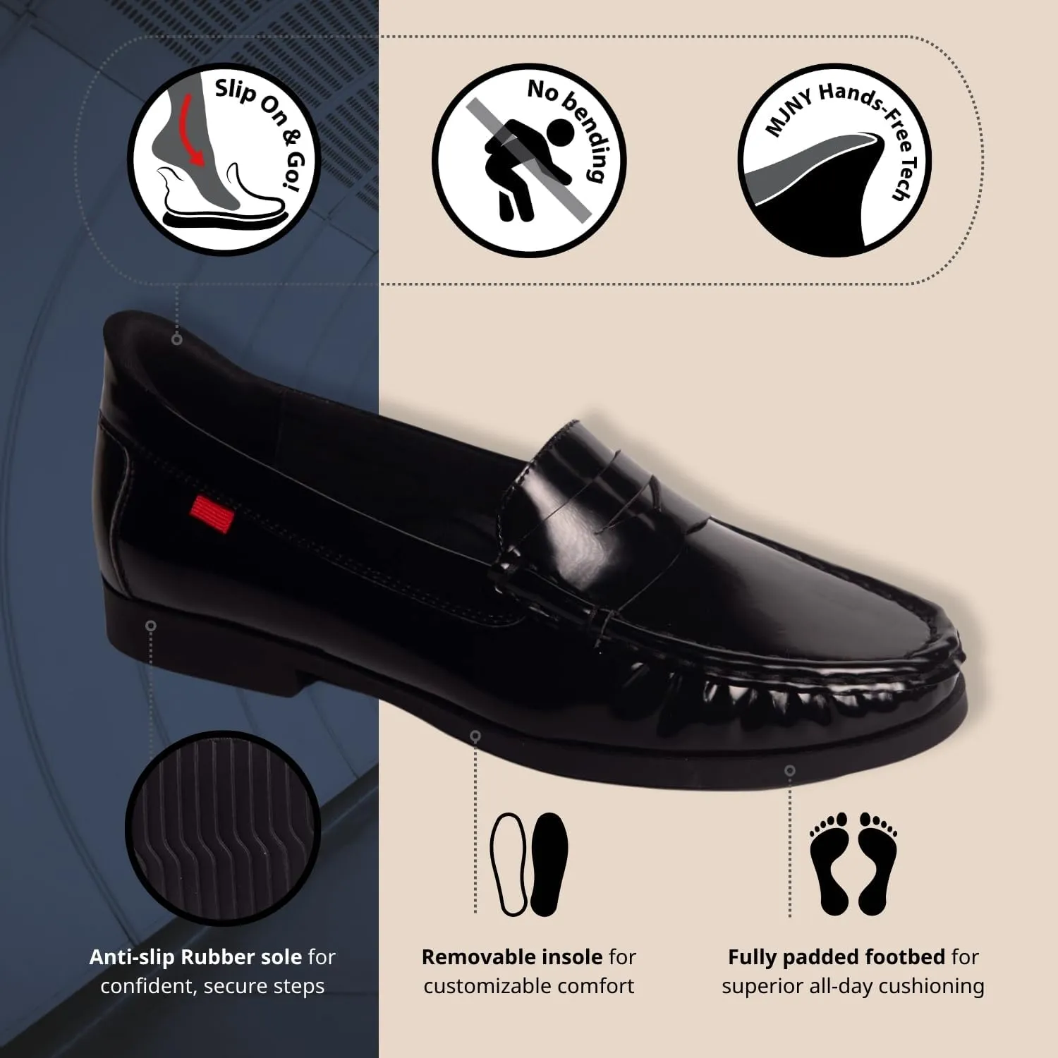Womens Hands Free Slip On Fashion Classic Casual Comfort Penny Loafers for Women