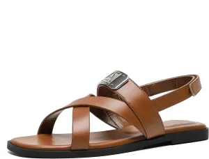 Women’s One Band Flat Sandals with Ankle Strap Back Counter Buckle Flat Sandals