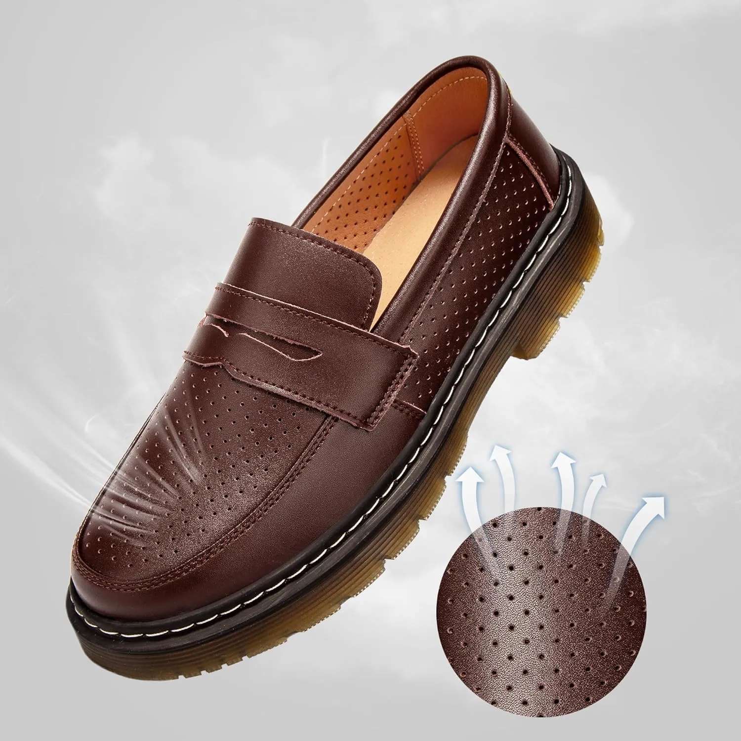 Women's Penny Loafers Breathable Perforated Loafers for Women