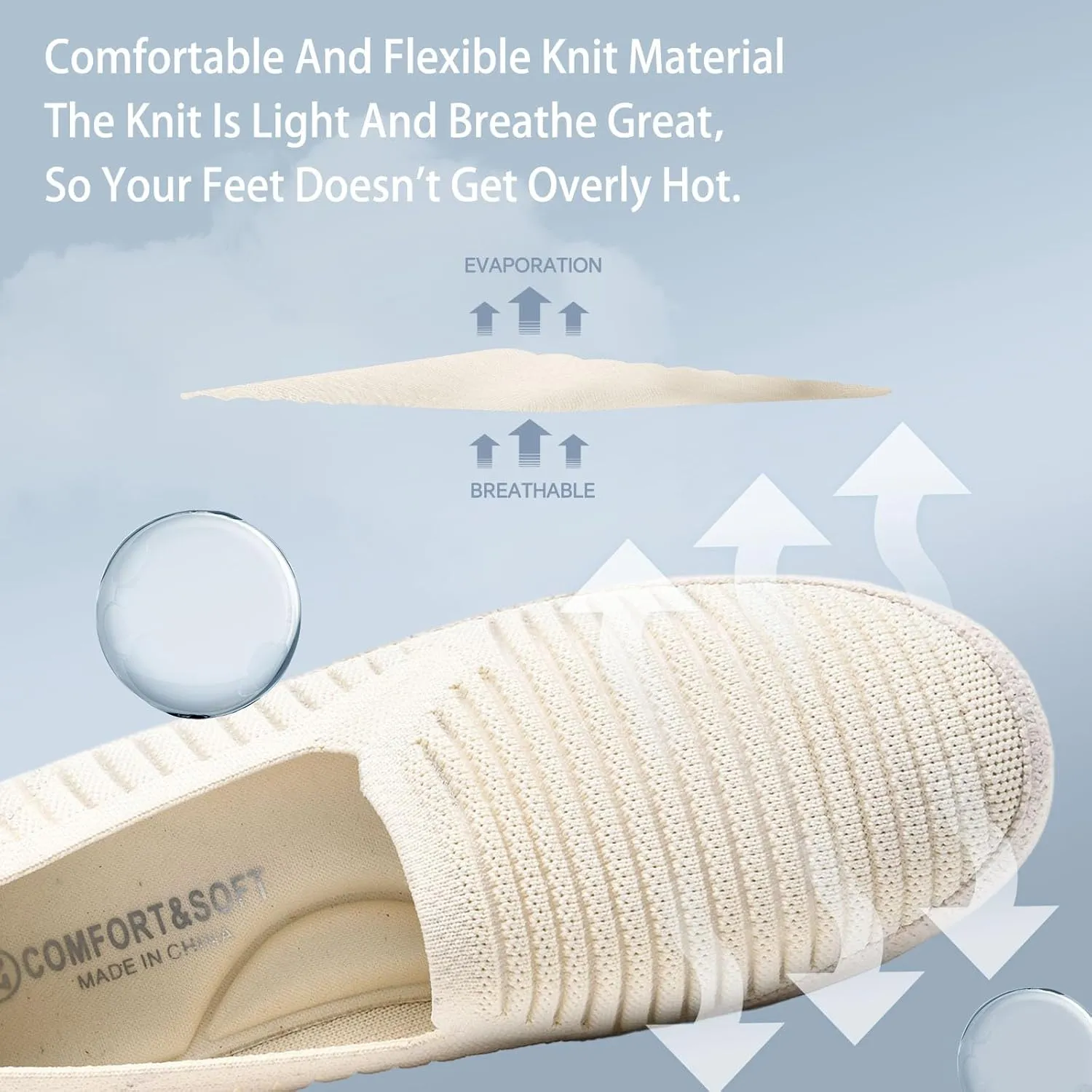 Women's Slip on Loafer Shoes Casual Walking Shoes Comfortable Knit Hands Free Slip ins Sneakers with Arch Support Fashion Work Nurse Flats