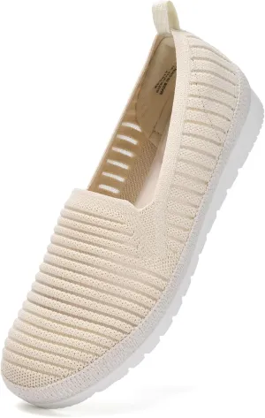 Women's Slip on Loafer Shoes Casual Walking Shoes Comfortable Knit Hands Free Slip ins Sneakers with Arch Support Fashion Work Nurse Flats