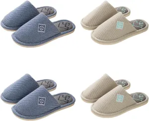 Womens Slipper Home Slippers Men,4 Pairs House Slippers, Non Slip House Shoes Slippers for Guest Washable Guest Slippers Bedroom Slippers Indoor Slippers Travel Slippers