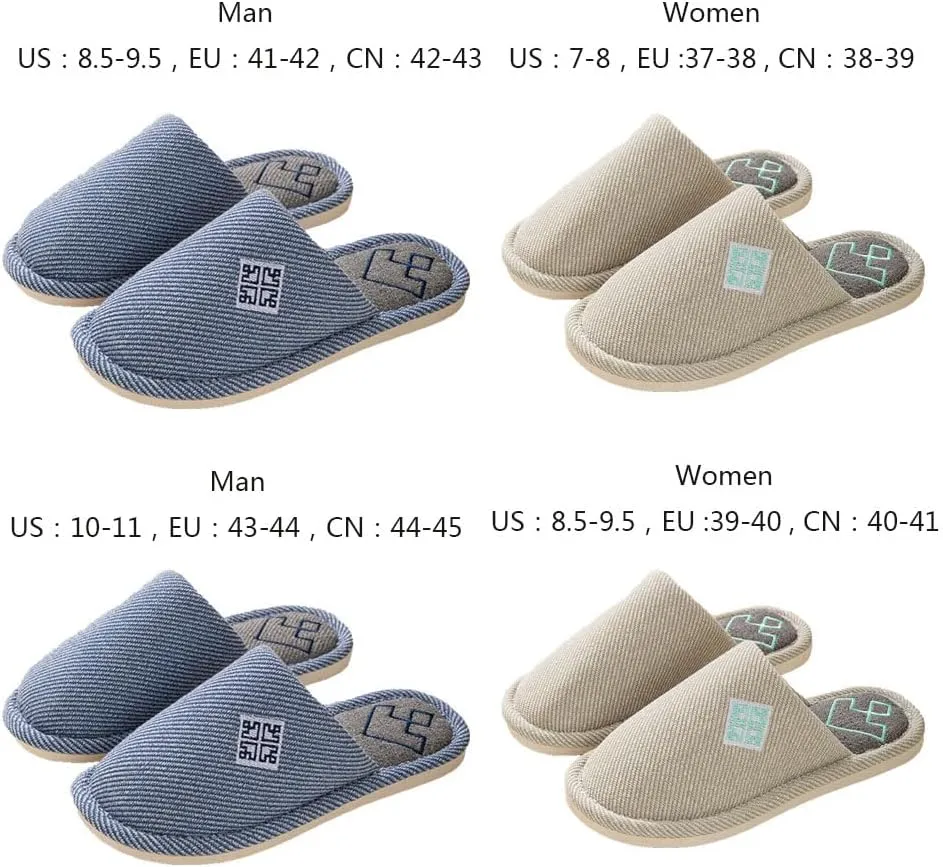 Womens Slipper Home Slippers Men,4 Pairs House Slippers, Non Slip House Shoes Slippers for Guest Washable Guest Slippers Bedroom Slippers Indoor Slippers Travel Slippers