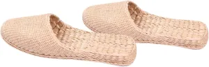 Women's Summer Slippers Straw Knitting Grass Sandals Lightweight Breathable House Shoes