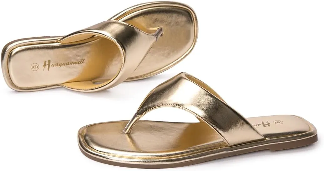 Women's Thong Sandals T Strap Sandals Flip Flop Slip On Flat Sandals Casual Slide Sandals for Women Dressy Summer