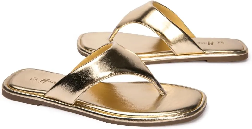 Women's Thong Sandals T Strap Sandals Flip Flop Slip On Flat Sandals Casual Slide Sandals for Women Dressy Summer