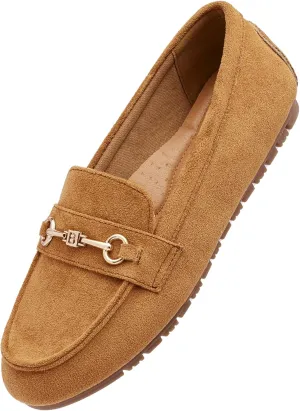 Women's Wide Loafers Casual Slip on Flat Shoes Women's Comfort Penny Loafers with Arch Support Women Dressy Moccasins
