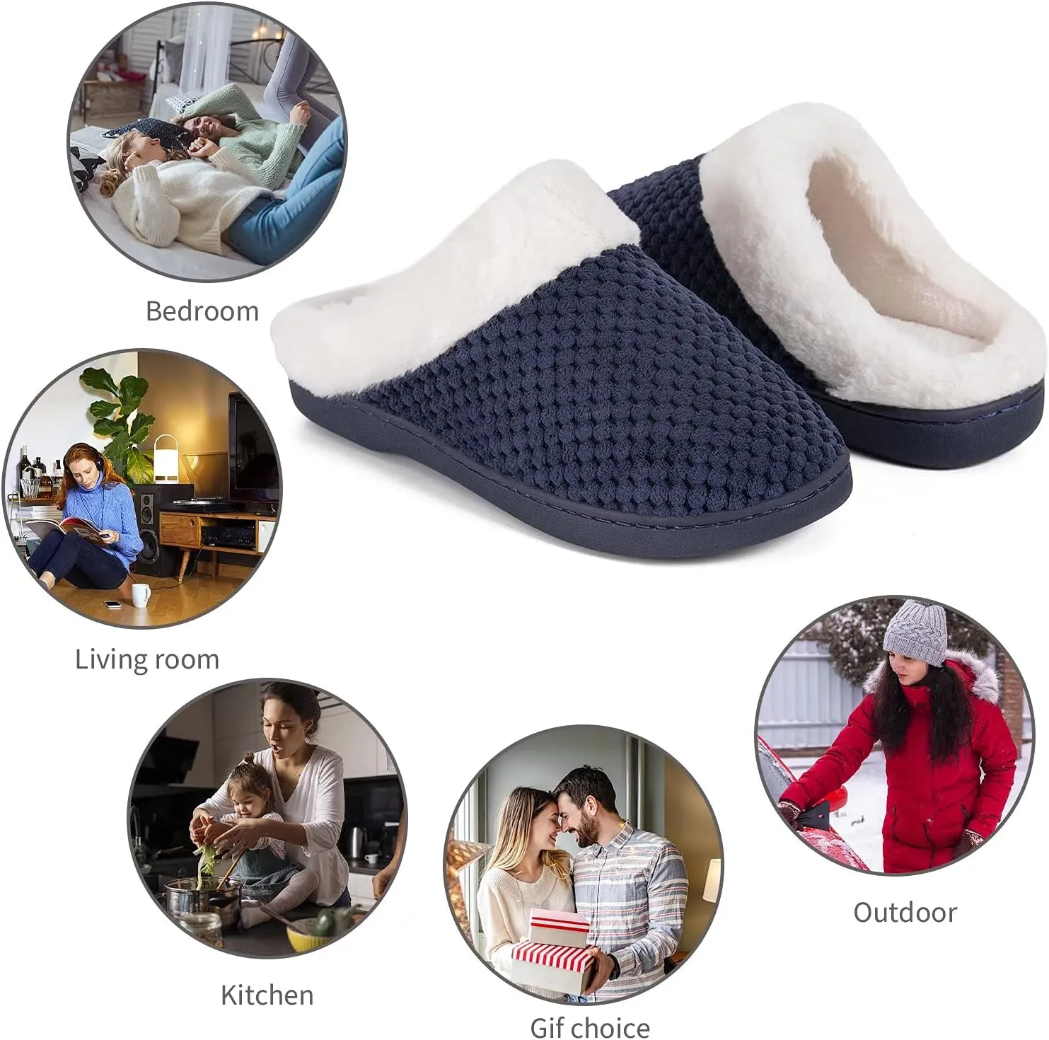 YALOX Slippers for Womens Warm Memory Foam Anti-Slip House Shoes Comfortable Cotton Slippers Home Bedroom Shoes Indoor & Outdoor