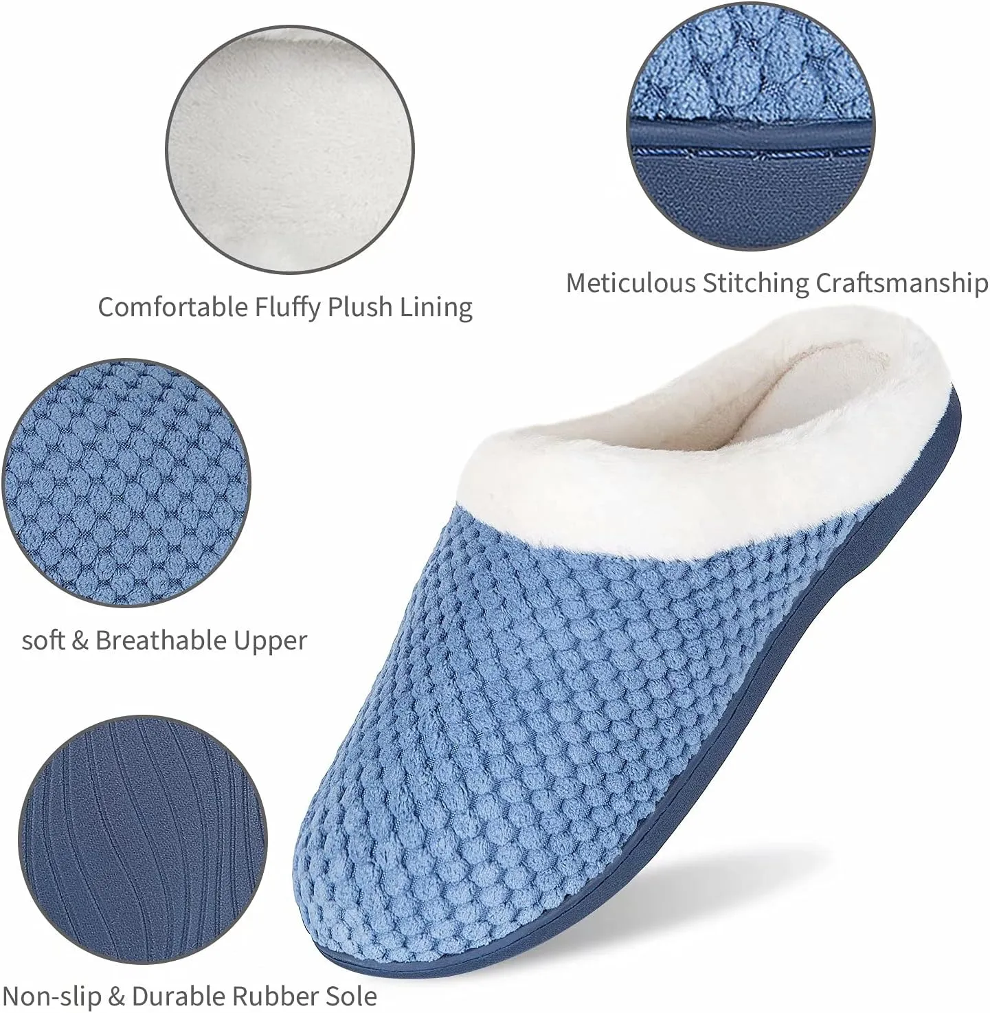 YALOX Slippers for Womens Warm Memory Foam Anti-Slip House Shoes Comfortable Cotton Slippers Home Bedroom Shoes Indoor & Outdoor