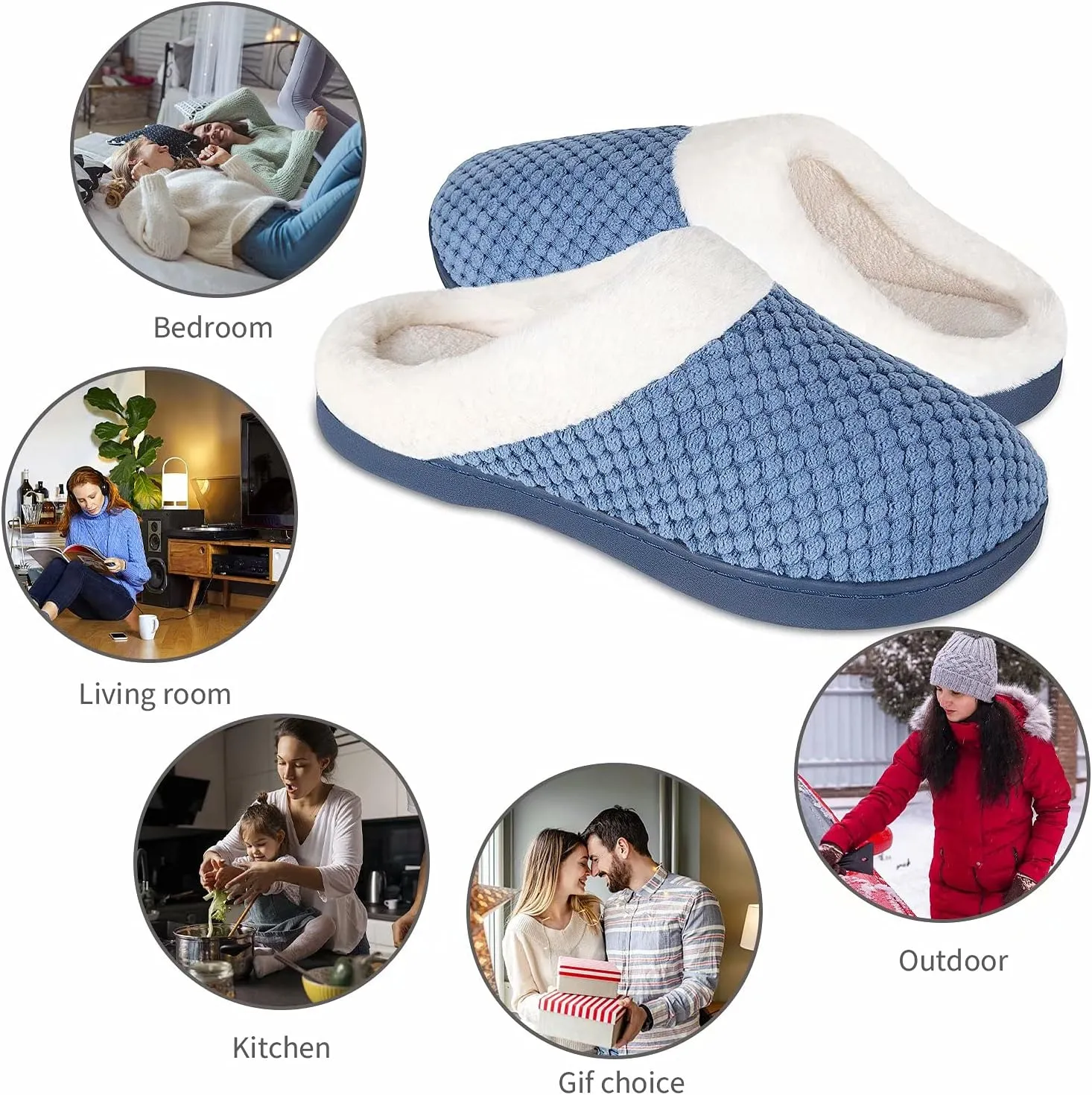 YALOX Slippers for Womens Warm Memory Foam Anti-Slip House Shoes Comfortable Cotton Slippers Home Bedroom Shoes Indoor & Outdoor