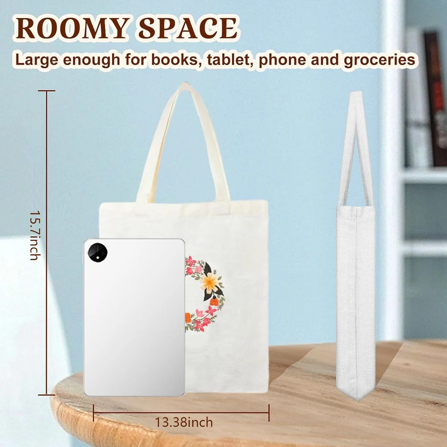 Yououii Canvas Handbag Embroidery Kit, DIY Craft Tote Bag Beginner Embroidery Kit Include Embroidery Hoops Color Threads Needle, Stamped Embroidery Kit for Creative Gift (#B)