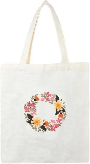 Yououii Canvas Handbag Embroidery Kit, DIY Craft Tote Bag Beginner Embroidery Kit Include Embroidery Hoops Color Threads Needle, Stamped Embroidery Kit for Creative Gift (#B)