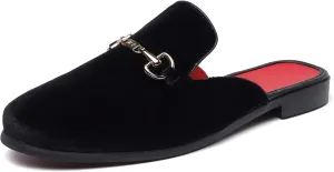 YYQL Mens Slippers with Arch Support Embroidered Leather Sandals for Men Slip On House Shoes with Indoor Outdoor Anti-Skid Rubber Sole Size 7-13