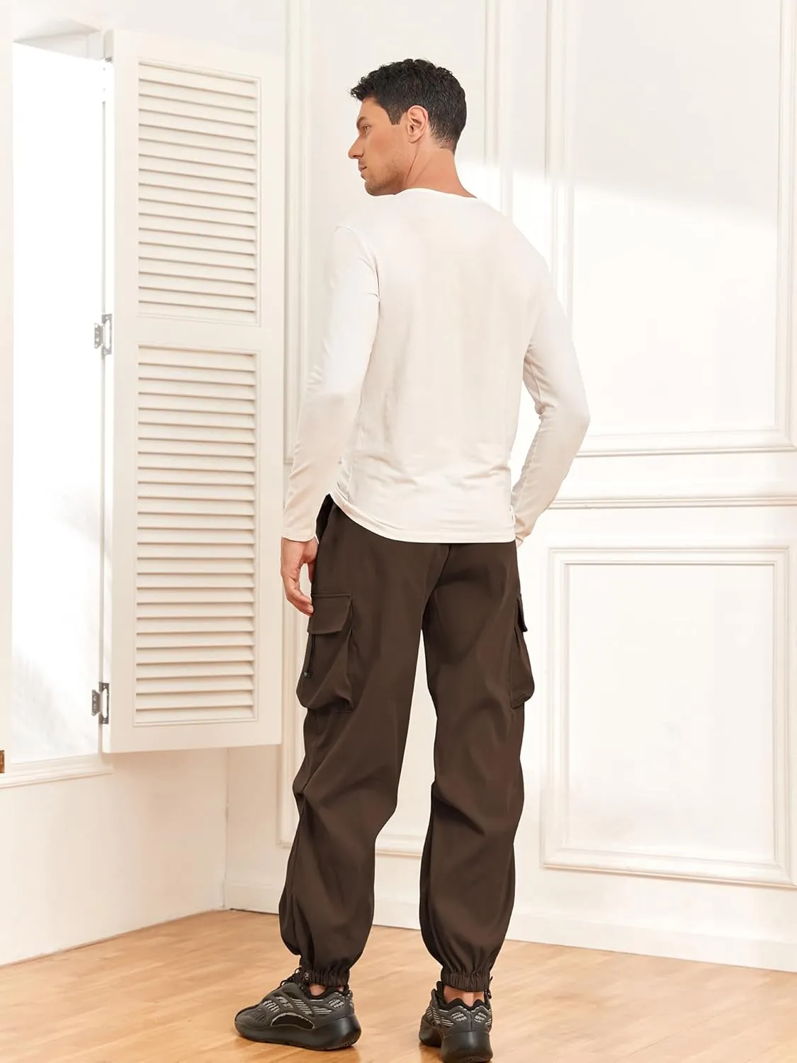ZAFUL Flat Pocket Parachute Pants for Men Casual Baggy Cargo Pants Unisex Street Y2K Pants Drawstring Trouser