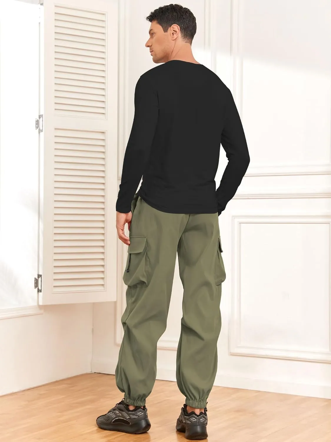 ZAFUL Flat Pocket Parachute Pants for Men Casual Baggy Cargo Pants Unisex Street Y2K Pants Drawstring Trouser